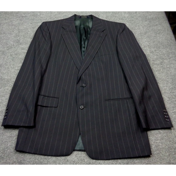 Burberry Other - Burberry Virgin Wool Navy Blazer Size 42R Mens Jacket Pinstripe